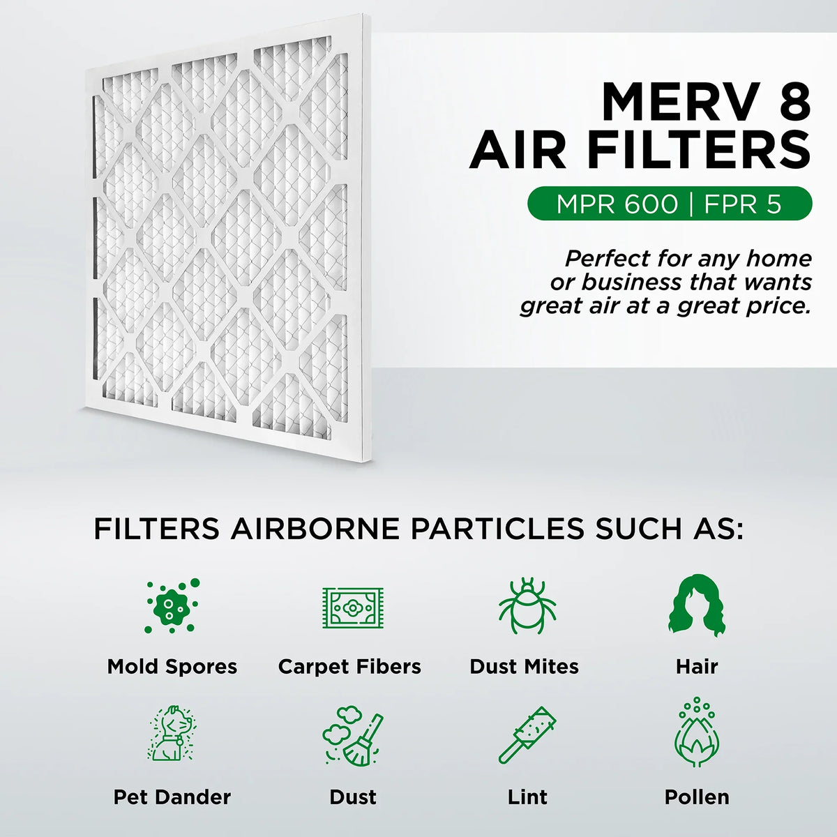 Actual Size: 19-1/2 x 19-1/2 x 3-3/4. Case of 6. Pamlico Air 20x20x4 MERV 8 Pleated AC Furnace Air Filters