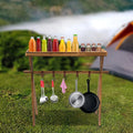Miumaeov Wooden Portable Picnic Rack Outdoor Grill Rack Storage Table Shelf for Picnic, Camping, BBQ