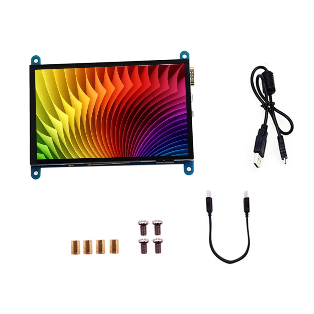 walmeck 5 Inch Capacitive Touchscreen Display 800*480 Resolution Small Portable with USB Interface appropriate with Raspberry Pi Educational Tool