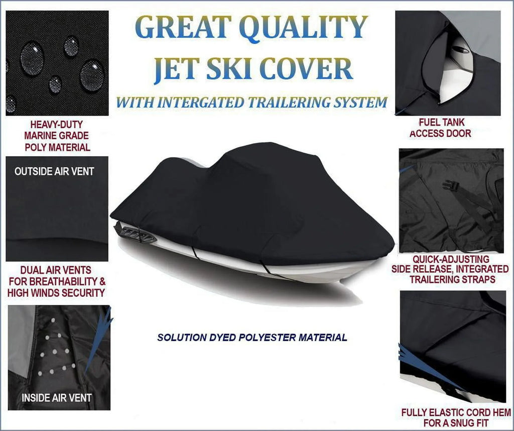 BLACK 600 DENIER JetSki wrap suitable for Polaris Genesis i 2001 2002 2003 2004 Travel Jet Ski protector PWC Covers
