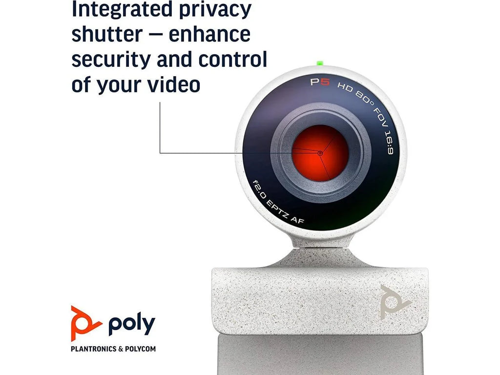 Poly - Studio P5 Webcam with Blackwire 3325 Headset Kit (Plantronics + Polycom) - 1080p HD Professional Video Conferencing Camera & Stereo Audio Wired Headset USB-A - Certified for Zoom & Teams