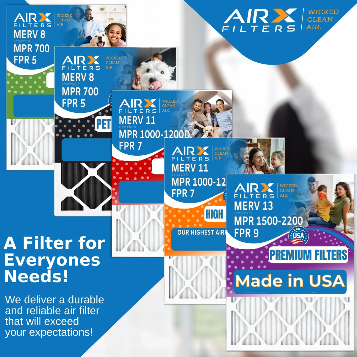 16x18x1 Air Filter MERV 8 Comparable to MPR 700 & FPR 5 Electrostatic Pleated Air Conditioner Filter 6 Pack HVAC AC Premium USA Made 16x18x1 Furnace Filters by AIRX FILTERS WICKED CLEAN AIR.