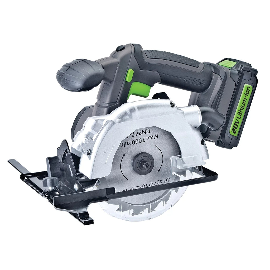 Circular Saw with Charger, Rip Guide, and Blade. Genesis GLCS2055A 20-Volt Li-Ion 5-1/2-In