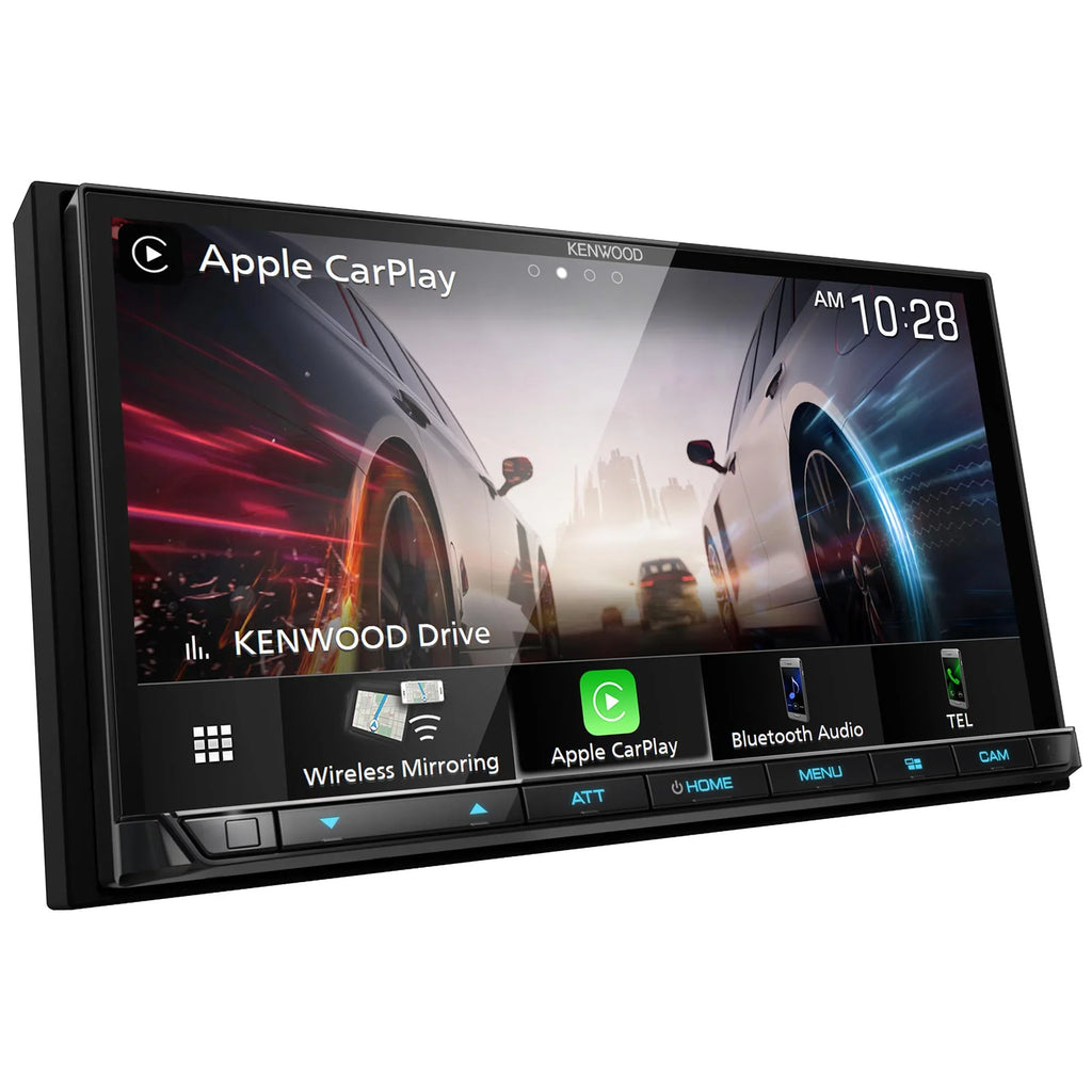Kenwood DMX908S MultiMedia Receiver with CMOS-320LP Multi-Angle Rear View Camera with License Plate Mounting