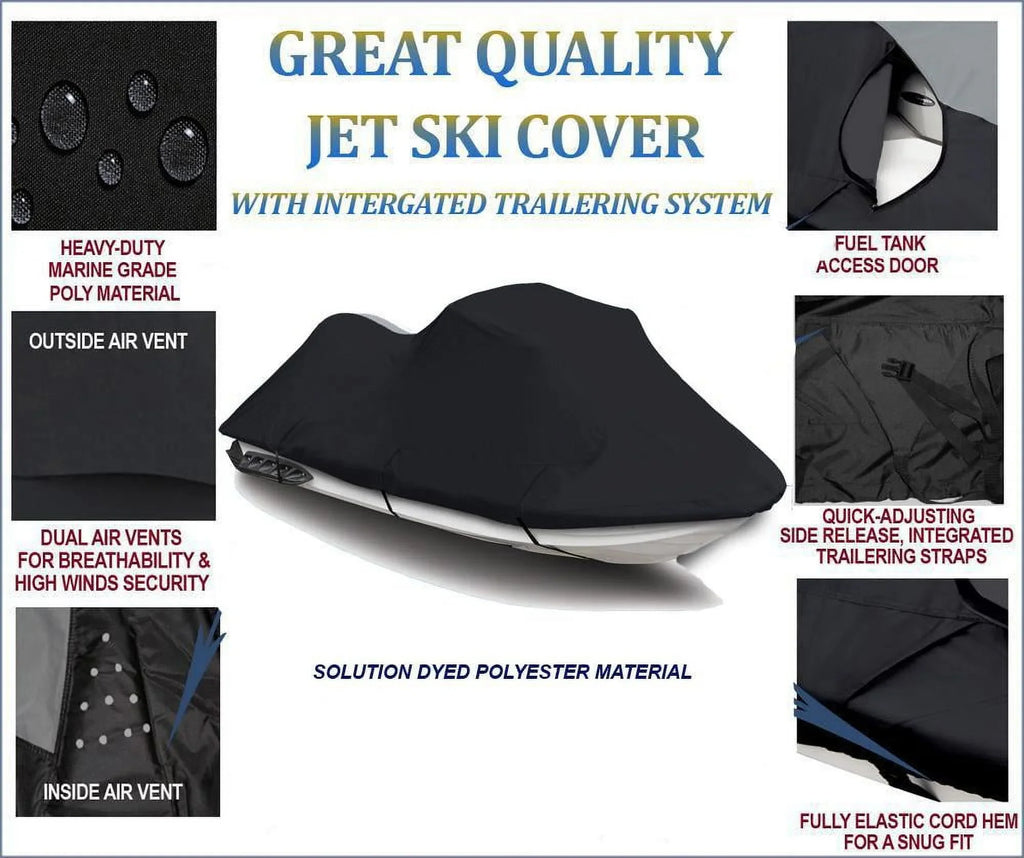 BLACK PWC 600D JET SKI protector suitable for Kawasaki ZXi 1100 / JH1100 1996 1997 1998 1999 2000 2001 2002 2003 2 Seater